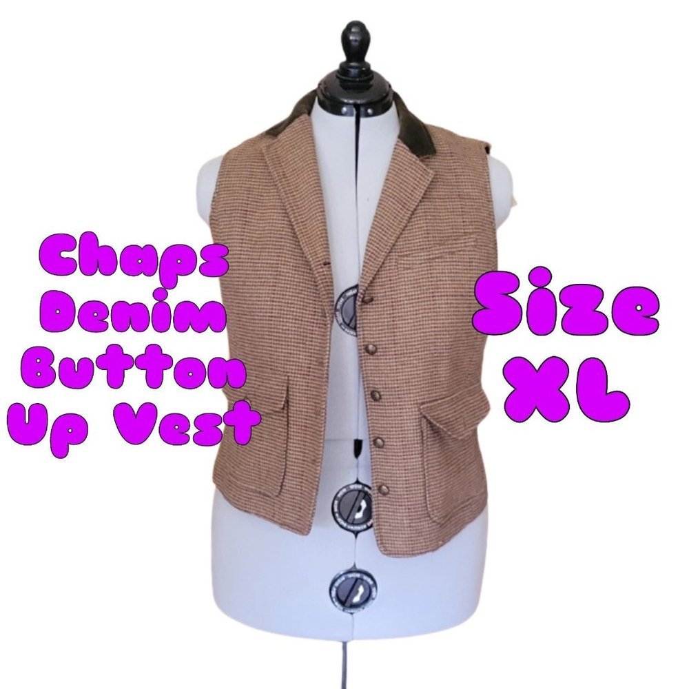 Clothing - CHAPS Denim Button-Up Vest Size XL